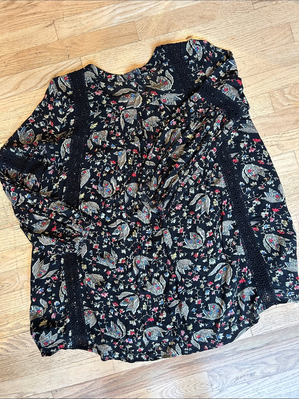 Umgee Black Paisley Floral Boho Tunic - Picture 7 of 9